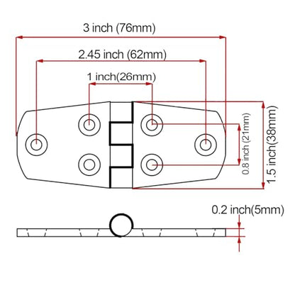 316 Stainless Steel Hinges Marine Grade 3" x 1.5" Heavy Duty Boat Hatch Hinge (76 mm X 38 mm) Casting Cabinet Door Hinge with Screws (6 Pack) - style: 6 Pack