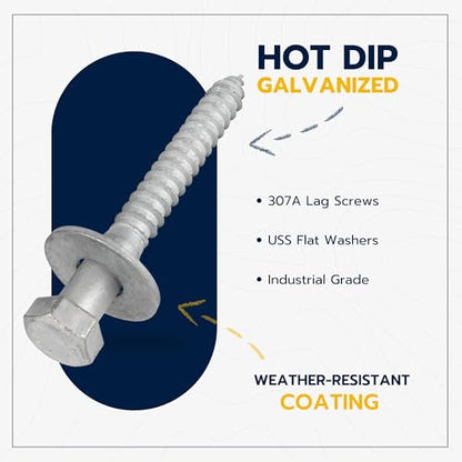 1/2 x 3-1/2 (25 Pack) Lag Screw Kit, 25 Screws and 25 washers, Hot Dip Galvanized, Meets ASME B18.2.1 Industrial/Commercial Grade by Makers Bolt - size: 1/2 x 3-1/2