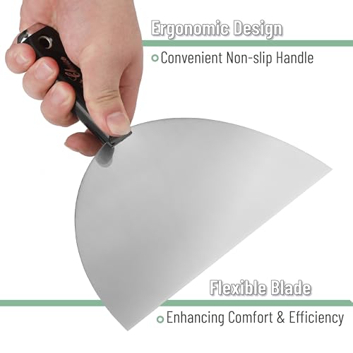 Bates- Putty Knife, 10 Inch, Plastic Handle, Carbon Steel, Flexible, Metal Scraper, Drywall Spackle Knife, Metal Paint Scraper Tool, Putty Knife Scraper, Wall Scraper, Drywall Knife, Spackle Tool - color: Black, size: 10 Inch