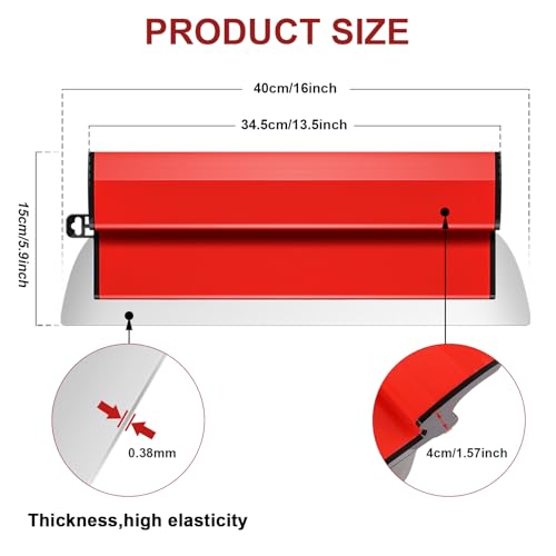 DEKEones 16Inch/40CM Skimming Blade, Stainless Steel Drywall Smoothing Spatula for Large Working Area Wall Decoration Construction Tool