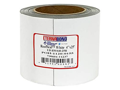 EternaBond RoofSeal White 4" x25' MicroSealant UV Stable RV Roof Seal Repair Tape | 35 mil Total Thickness - EB-RW040-25R - One-Step Durable, Waterproof and Airtight Sealant - color: White, size: 4" x 25'