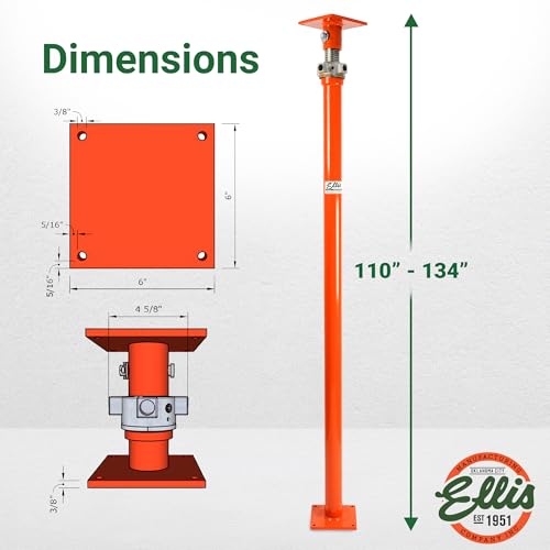Ellis Light-Duty Lifting Shores, Adjustable Screw Jack Post, 110" to 134" - size: 110" - 134"