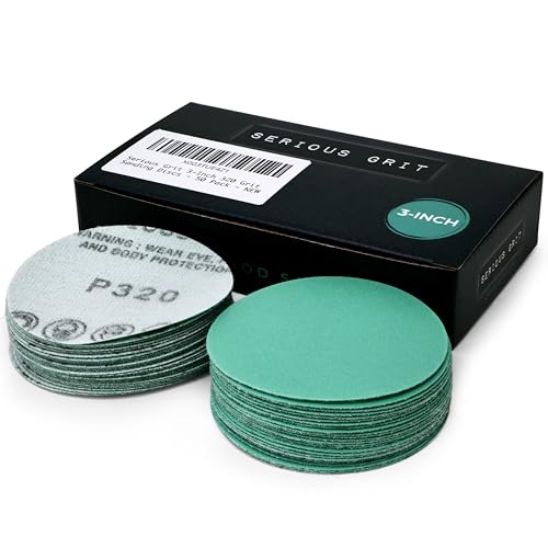 Serious Grit - 3-Inch P320 Grit Hook & Loop Sanding Discs - 50 Pack - style: 320 Grit