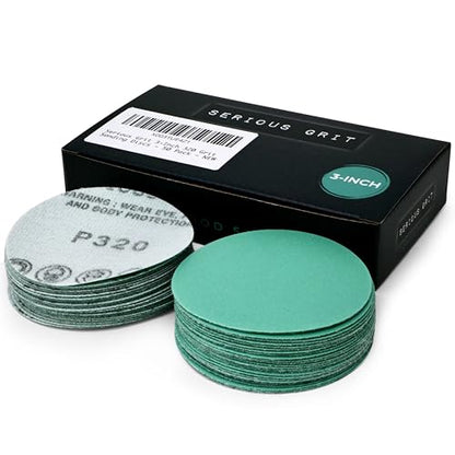 Serious Grit - 3-Inch P320 Grit Hook & Loop Sanding Discs - 50 Pack - style: 320 Grit