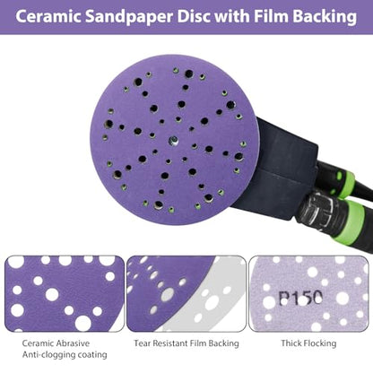 6 Inch Ceramic Sanding Discs 80 Grit, 49 Hole, 50 Pack - style: 80 Grit