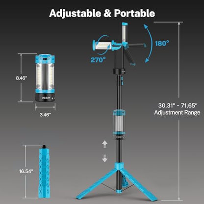 OGERY Rechargeable 10000mAh Camping Light with Stand - color: Blue