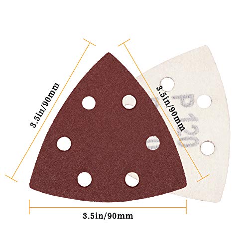 SPEEDWOX 50Pcs 120 Grit Triangle Sanding Pads, 90mm 6 Holes for Multi Tool - style: 120 Grit