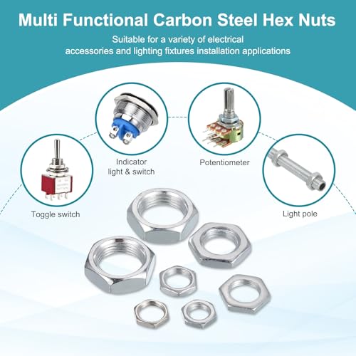 PATIKIL M16x1.5x6mm Steel Hex Nuts, 25Pcs Metric Fine Thread Carbon Steel Zinc Plated Finished Hardware Screw Nuts Fasteners for Machinery Manufacturing, Industrial Use, 22mm Width - size: M16x1.5x6mm