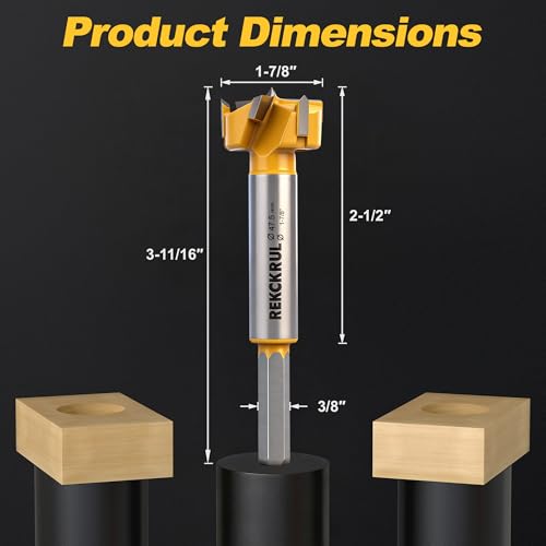 1-7/8" | 47.5mm Triple Flute Tungsten Carbide Forstner Drill Bit (Hex) - size: 1-7/8" | 47.5mm