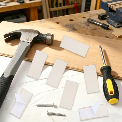 CRASPIRE 16Pcs 2.2 x 1 Inch Wood Door Plate Cover Deadbolt Filler Plate Wooden Cabinets Hinges Hole Edge Repairs Covers Blanks with 30Pcs Double Sided Tapes for Exterior Doors Locks Holes Kitchen - style: 5.65 x 2.5cm