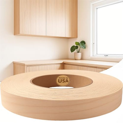 Edge Supply Maple Pre-Finished 1-1/2 in x 50 ft Roll with a Clear Lacquer UV Finish – Pre-Glued Iron On Real Wood Veneer Edging – Edge Banding Tape with Hot Melt Adhesive, Ideal for Furniture & DIY. - color: Maple Pre-Finished, size: 1-1/2 in x 50 ft