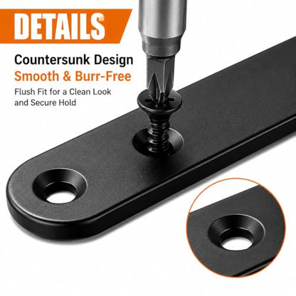 30 Sets Stainless Steel Straight Bracket Kit - 36mm/46mm/56mm/76mm Flat Mending Plates with 72 Screws for Wood Repair, Furniture, Cabinets & DIY Projects
