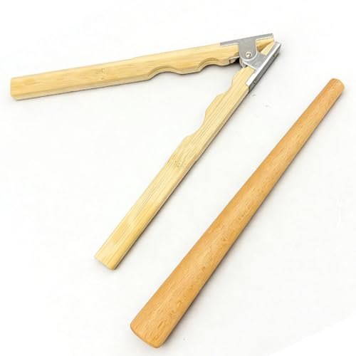 TUNQISM Wooden Ring Clamp Holder & Solid Wood Stick Set, Jewelry Making & Polishing Auxiliary Tools with Metal Hinged Spring, Sanding Handle for Ring Polishing & Grinding, High-Quality Workbench Tools