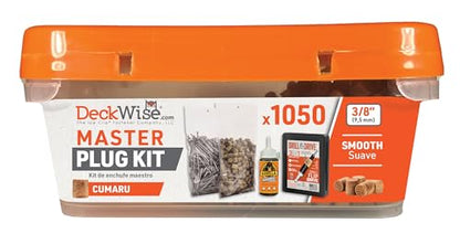 DeckWise Cumaru Master Plug Kit - 3/8" Hardwood Decking Plugs, 1050pc - size: 1050 CT. KIT