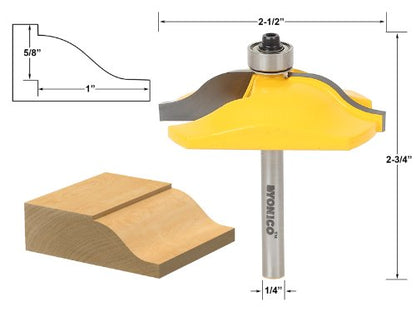 YONICO Raised Panel Cabinet Door Router Bits 2-1/2-Inch Diameter Ogee 1/4-Inch Shank 12134q - style: Ogee - 2-1/2" Diameter - 1/4" Shank