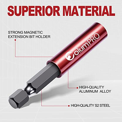 6PCS Strong Magnetic Drill Bit Extension Holder for Impact Driver,1/4" Hex Shank S2 Steel Magnetic Screwdriver Extension,Straight Without Bending Drill Bit Extender,2, 4, 6-inch Extensions