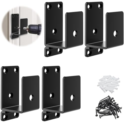 4Pack Black Heavy Duty 2x4 Steel U Door Barricade Brackets for Security Use - size: 4 Pack
