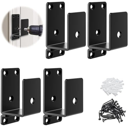 4Pack Black Heavy Duty 2x4 Steel U Door Barricade Brackets for Security Use - size: 4 Pack