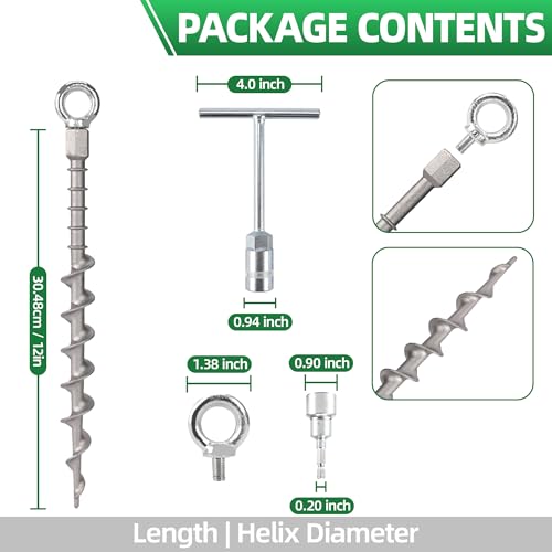 8 Pcs 12" Heavy Duty Aluminum Ground Anchors Screw in Tent Stakes