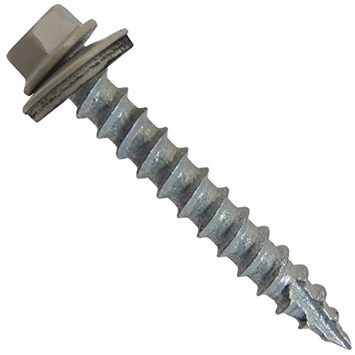 14 x 1-1/2" Clay Metal Roofing Screws - Hex Washer Head- Self-Starting/Tapping - EPDM Washer. 3 X 250 Bags - 750 Screws - color: CLAY, size: 1-1/2"
