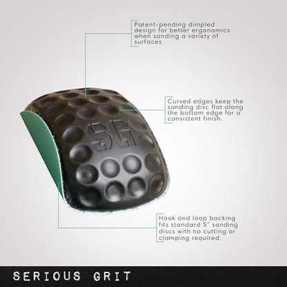 Serious Grit - 5-Inch Lunar Block Hook & Loop Foam Hand Sanding Block