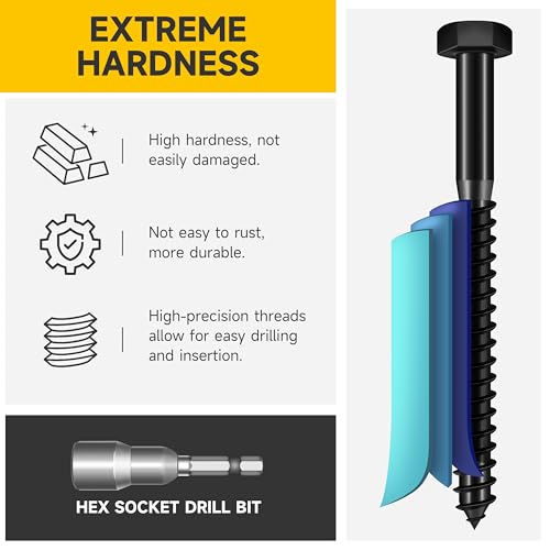 (20Sets) 1/4" x 1-1/4" Hex Head Lag Bolts, Heavy Duty Lag Screws with Washers, 304 Stainless Steel Bolts 18-8, Lag Screws Wood Screws, Fully Thread Black Oxide, 1/4 Bolt by Mywish - size: 1/4 x 1-1/4" (20 set)