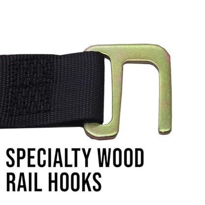 BoxerTool Wood Rail Straps - Rental Truck Tie Down Straps - Cam Buckle with Slotted Hook - Tie Down - Box Trucks, Wood Slat Rails - size: 2" X 12'