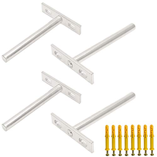 4 Inches Floating Shelf Brackets Invisible Shelf Support - 4pcs - color: Silver Tone, size: 4 Inch