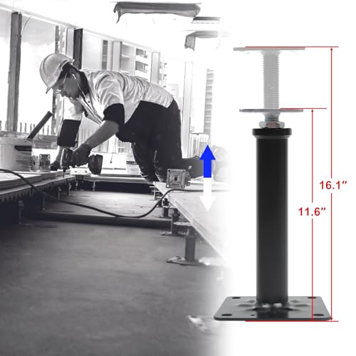 4-Pack House Floor Jacks, 11–16 Inch Adjustable Steel Posts, Black - color: Black(4 Pack), size: 11"-16"