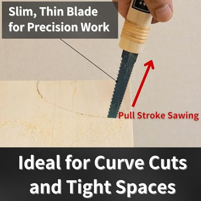 Japanese Pull Saw Woodworking Mini Keyhole Saw 4-3/4" Made in JAPAN, Ryoba Double-Edge Handsaw for Wood, Plywood, Drywall, Sheetrock, Gypsum Board, Plasterboard, Wood Handle - color: 4-3/4" Keyhole (Ryoba)