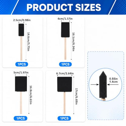 4 Pcs Foam Paint Brushes 4 Sizes Foam Sponge Brush for Painting