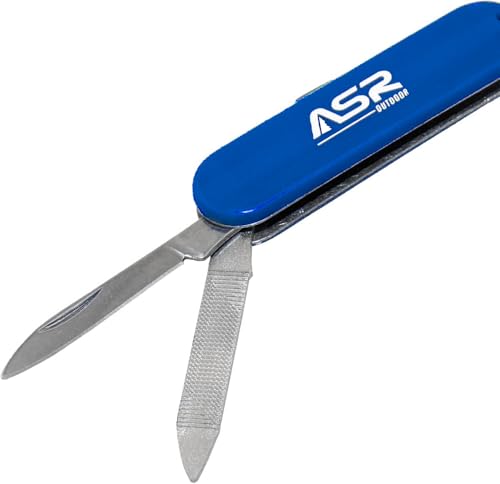 ASR Outdoor Mini EDC Small Pocket Knife Multi Tool - LOGO (Blue) - color: Blue