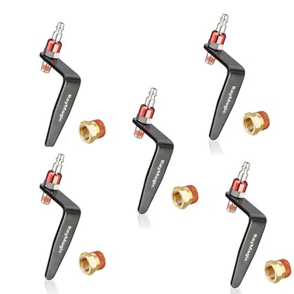 RayMagic Steel Pneumatic Tool Rafter Hook Hanger, Lightweight, Durable,Reusable Metal Organaizer Adjustable Easy Install Hooks With 1/4" Air Tool Swivel Fitting, for Air Nailer, 5-Piece Brass Fitting - style: 5-Piece