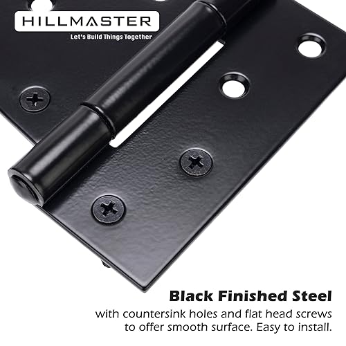 HILLMASTER 3.5 inch Heavy Duty Gate Hinges Fence Door Hinges Durable Gate Strap Hinge for Indoor Outdoor, Gate Hardware Kit for Shed, Wooden Fences, Vinyl Fence Gate, Barn Door, Garage, 4 Pack - size: 4 Pack