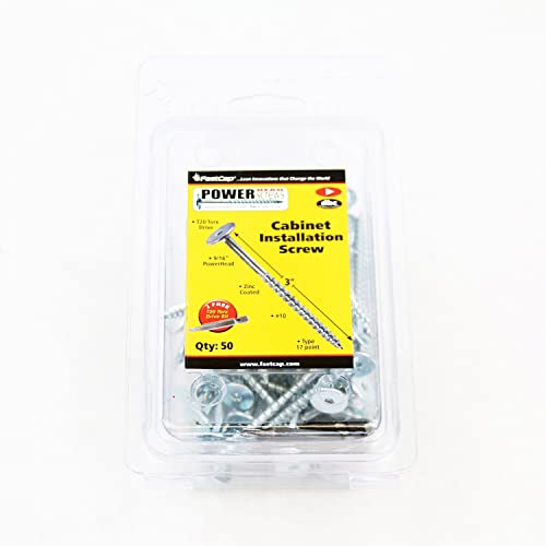 FastCap PowerHead Wood Screws, 3", #2 Square Drive, 50-Pack
