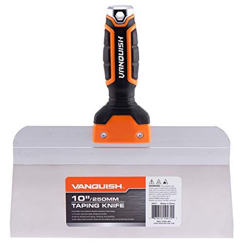 Vanquish 10 Inch Stainless Steel Drywall Taping Knife Scraper with Flexible Blade and Soft Grip Handle (3521) - size: 10 Inch