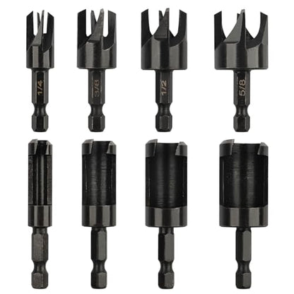 8Pcs Plug Cutter, 1/4-5/8 in Wood Plug Cutters Drill Bit Set - style: Hex Shank