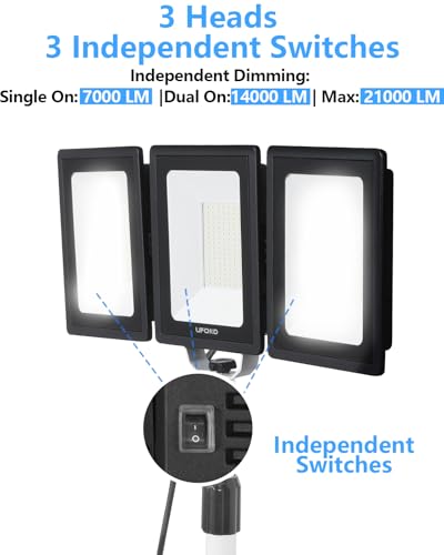 UFOND 21000LM LED Work Light with Stand, Foldable Worklight 3 Brightness - color: Black