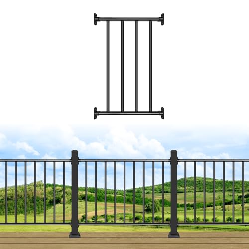 38in H x 2ft W Aluminum Horizontal Deck Railing,Black,1 Panel - size: 38in.H x 2ft.W