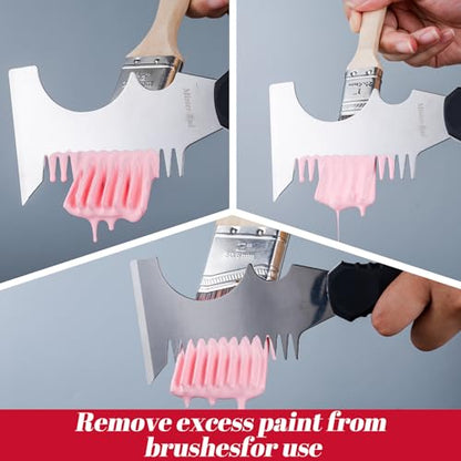 Mister Rui Angled Paint Brush 4 Pieces Set, with Paint Brush Comb Cleaner - size: 4PCS, 2" Short, 2", 2.5", Paint Comb