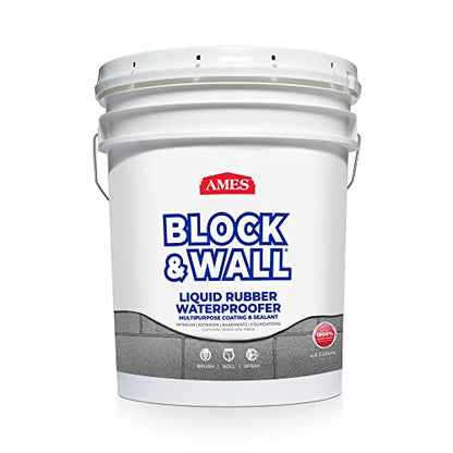 Ames Block & Wall™ Liquid Rubber Waterproofer,5 Gal, White - size: 5 Gallons