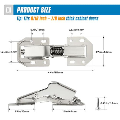 Ravinte Hidden Cabinet Hinges, Concealed Cabinet Hinges Soft Close, 2 Pack