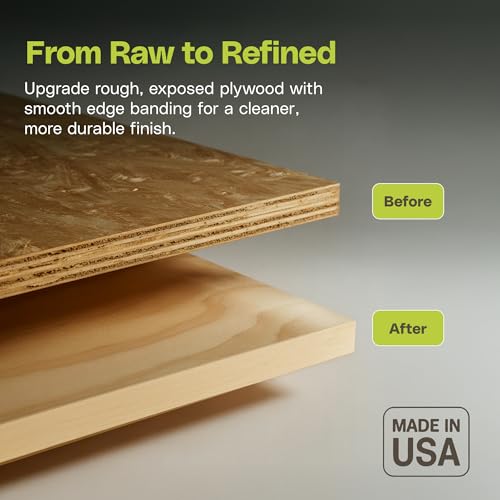 Edge Supply Maple Pre-Finished 1-1/2 in x 50 ft Roll with a Clear Lacquer UV Finish – Pre-Glued Iron On Real Wood Veneer Edging – Edge Banding Tape with Hot Melt Adhesive, Ideal for Furniture & DIY. - color: Maple Pre-Finished, size: 1-1/2 in x 50 ft