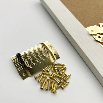 50 Pack Large Sawtooth Picture Hangers (Gold, Supports 50 lbs) - color: Large Gold - 50 Pack