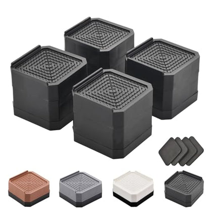 EclatBain Adjustable Bed Risers 3.6&5.3 Inch, 4000 lbs, 4 Middle Pack Black - color: Square-4 Pack-black, size: Med 2 Layer(3.6inch)