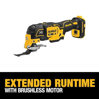 DEWALT 20V MAX XR Oscillating Multi-Tool Cordless, Variable Speed Brushless Motor Multitool with LED Light, Extended Runtime, Includes Two Wood Cutting Blades, Tool Only (DCS356B) - style: Tool Only