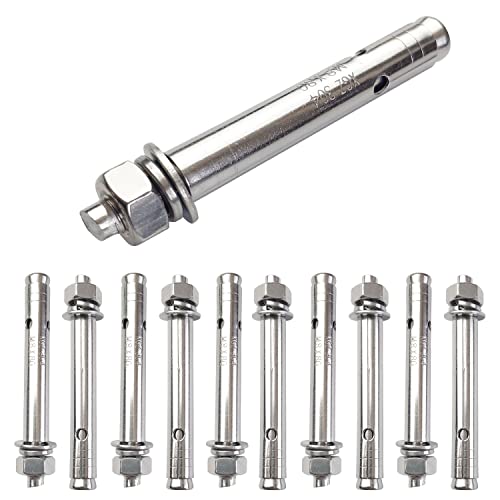 10 Pack M8x80mm Expansion Bolts Anchor Bolt 304 Stainless Steel External Hex Expansion Screw Bolt Sleeve Anchor Fastener Wall Concrete - size: M8*80