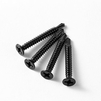 #6 x 1 (100 Pack) Flat Head Sheet Metal Screws Phillips Drive Fast Self-Tapping Screw Wood Screws, High-Strength 410 Stainless Steel, Black Oxide - size: #6 x 1''