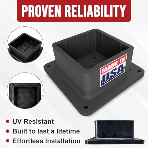 USA-Made 4x4 Post Base Bracket Anchor - Never Rust or Stain - Durable Plastic Deck Skirt Flange Cover for Wood Posts - Strong Handrail Base and Support (1 Pack)