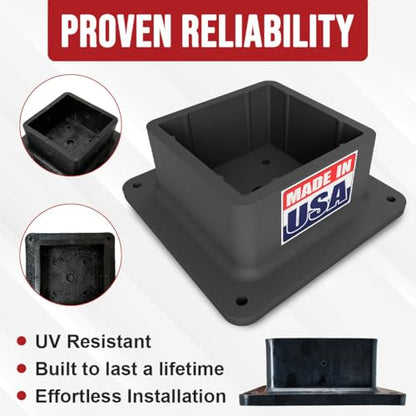 USA-Made 4x4 Post Base Bracket Anchor - Never Rust or Stain - Durable Plastic Deck Skirt Flange Cover for Wood Posts - Strong Handrail Base and Support (1 Pack)